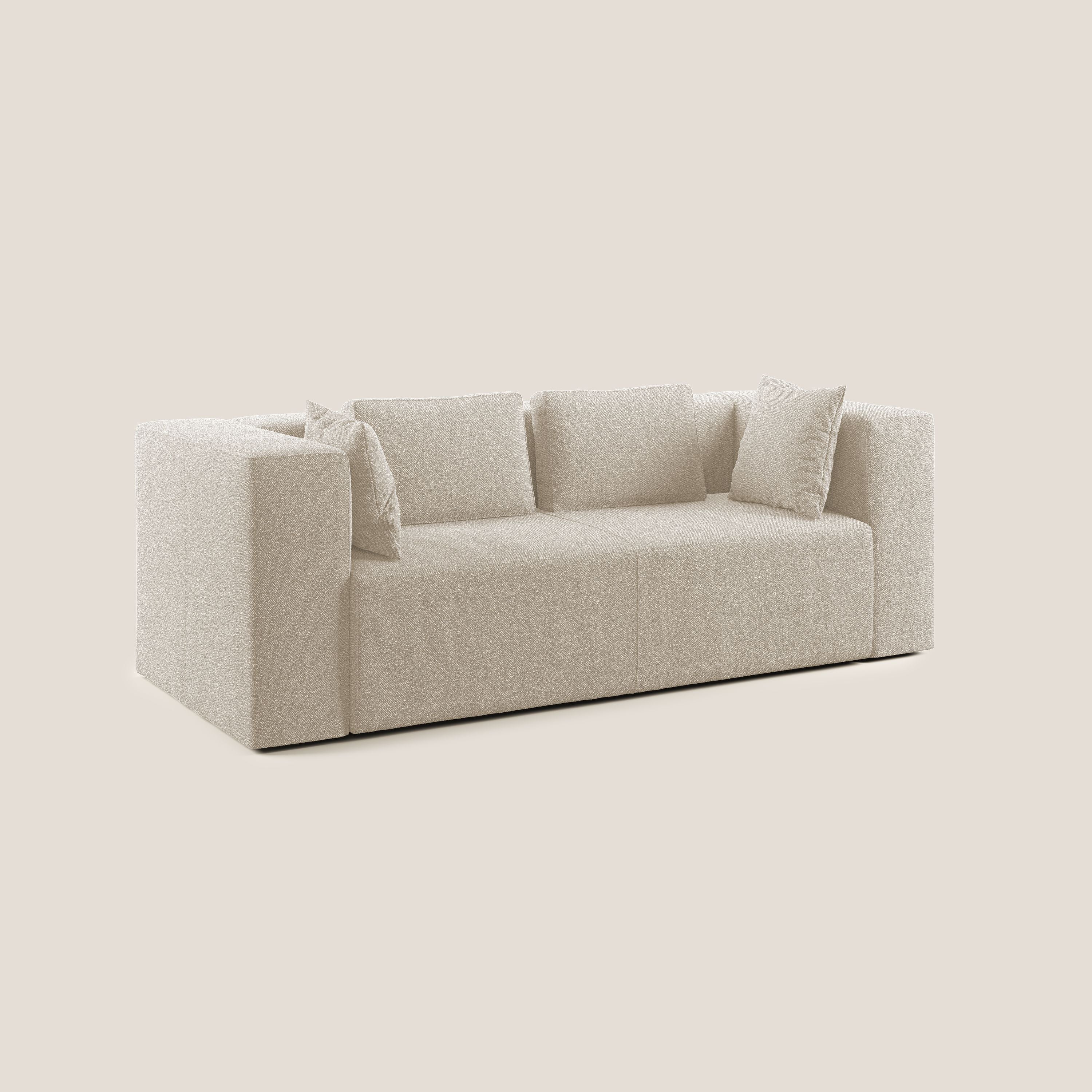 Nettuno divano moderno componibile in morbido tessuto bouclè T07 bianco - divitt.sbs