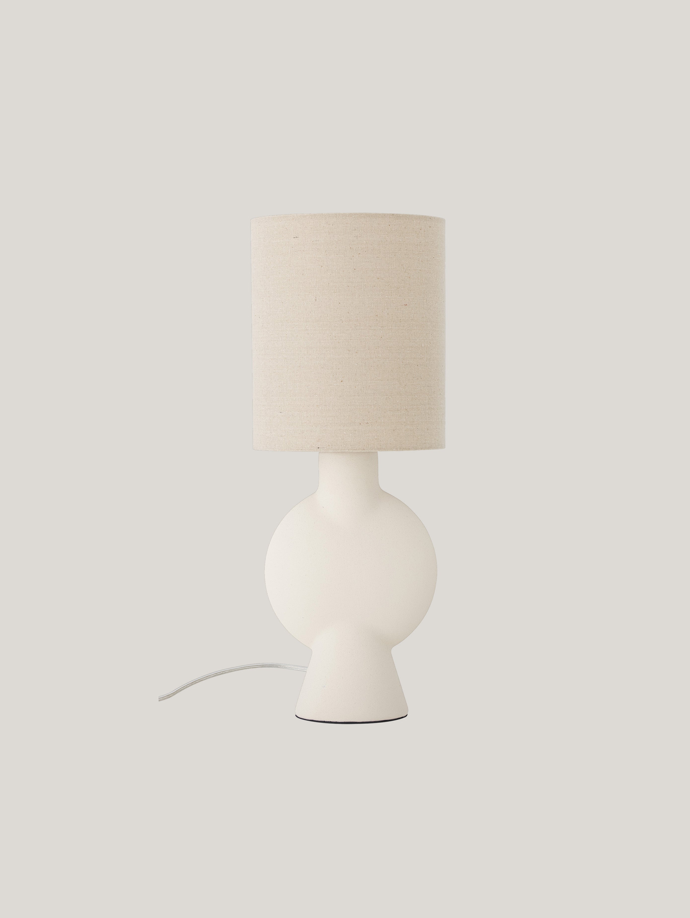 Sergio lampada da tavolo con base in gres Stoneware Bianco e paralume in lino - divitt.sbs