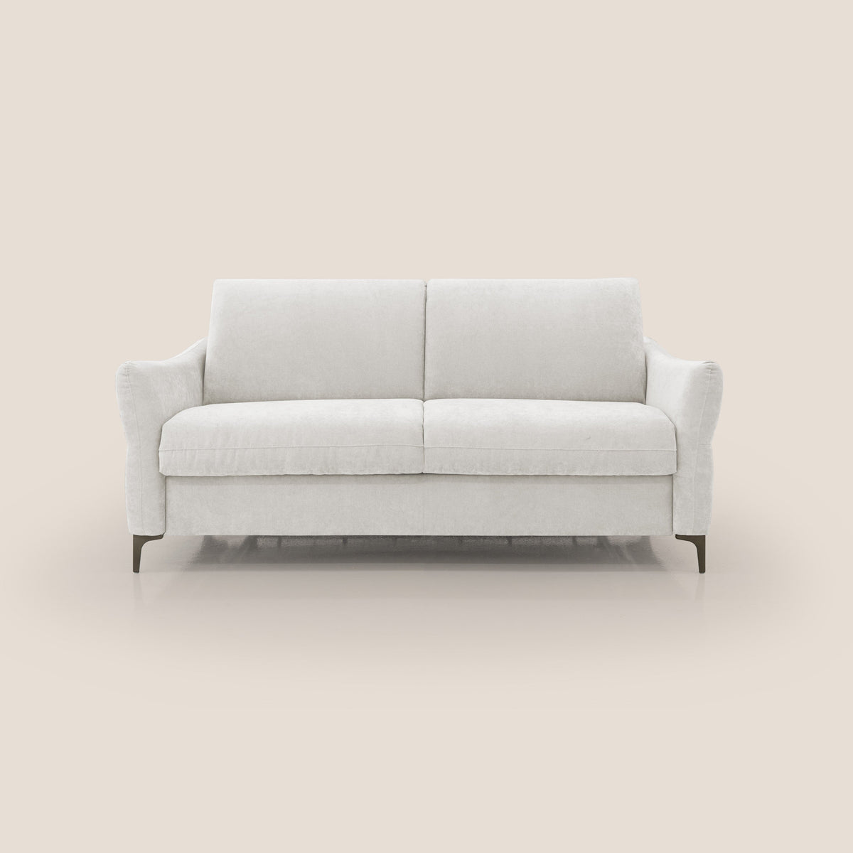 Dalia divano letto con materasso H18 cm e piedi alti in raffinato tessuto smacchiabile T17 bianco - divitt.sbs