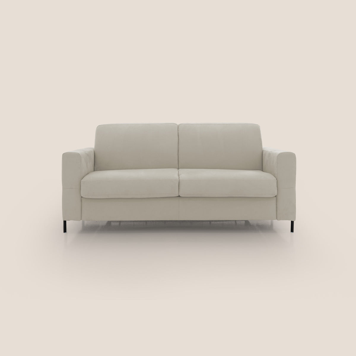 Ortensia divano letto materasso H18 cm con piedi alti in elegante microfibra smacchiabile T11 panna - divitt.sbs