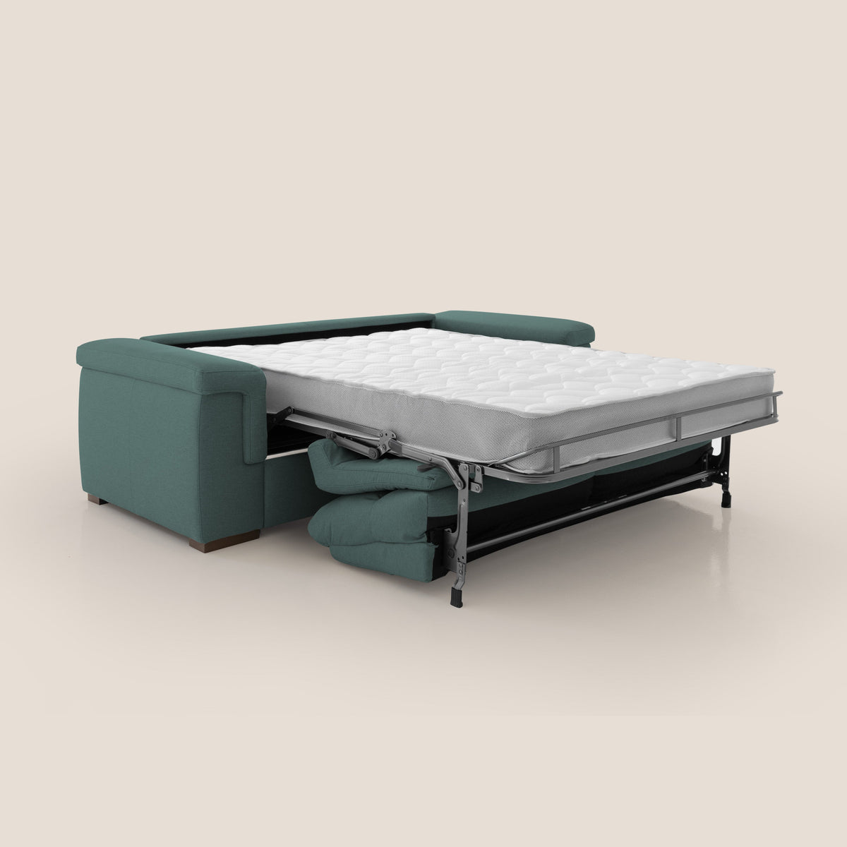 Magnolia divano letto con materasso alto 18 cm morbido schienale alto in tessuto smacchiabile T05 verde - divitt.sbs