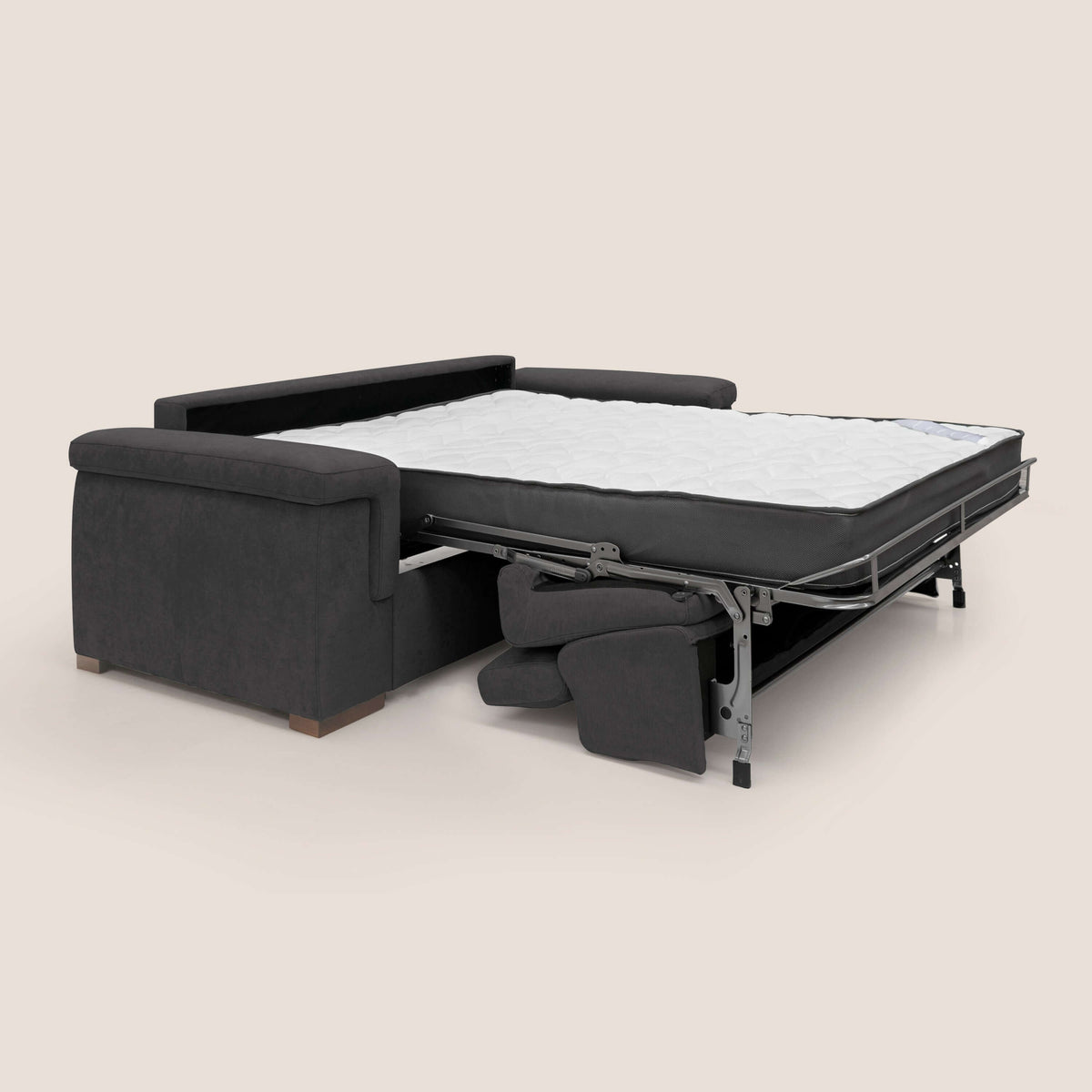 Giunone divano letto con materasso alto 18 cm e poggiatesta reclinabili in tessuto impermeabile T02 nero - divitt.sbs