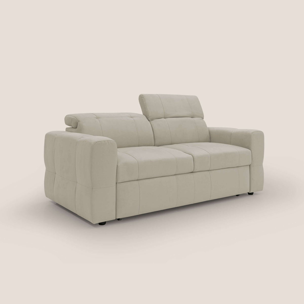 Kronos Divano con pouf estraibile poggiapiedi e poggiatesta reclinabili in morbida microfibra impermeabile T11 panna - divitt.sbs
