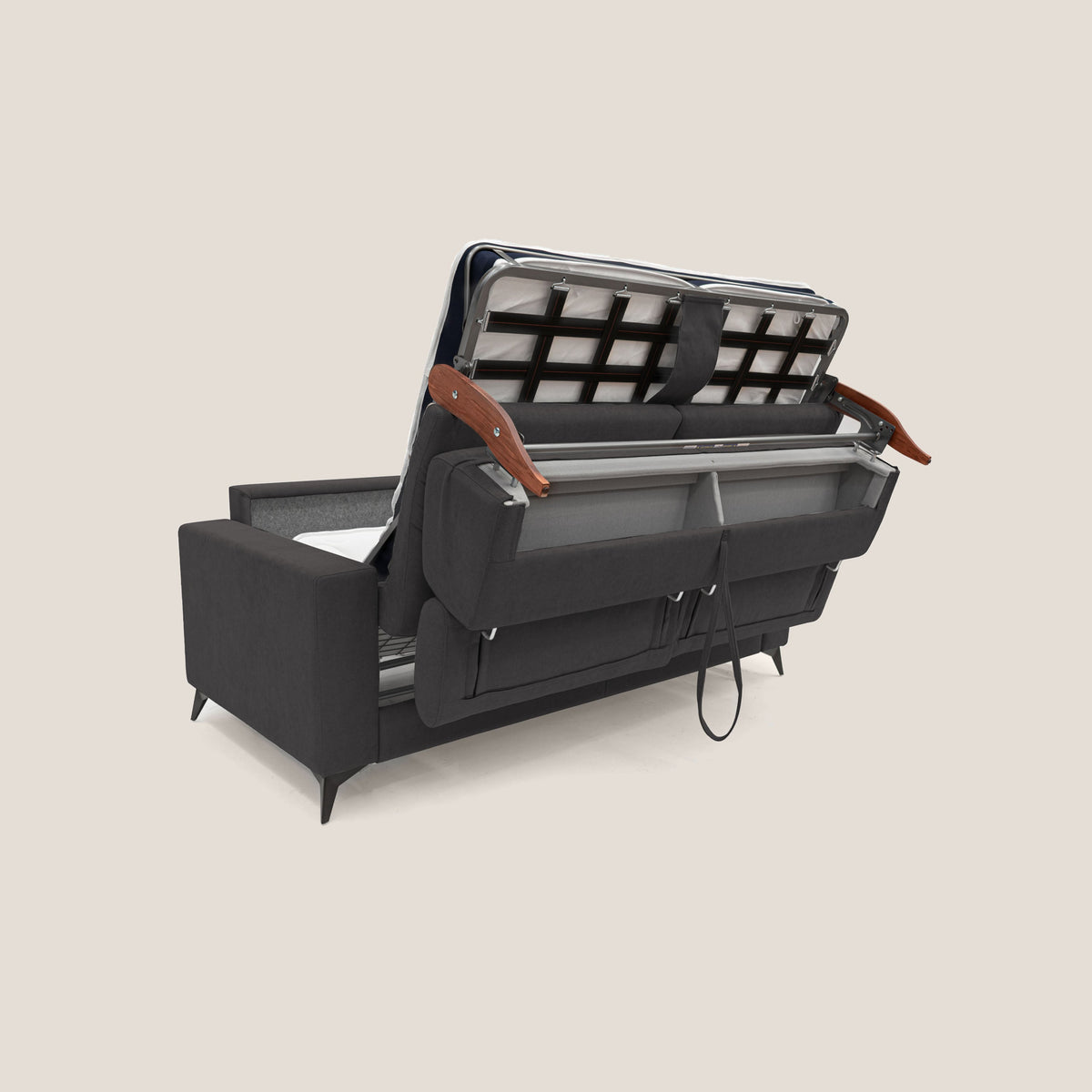 Pegaso divano letto con poggiatesta reclinabili e rivestimento T02 nero - divitt.sbs
