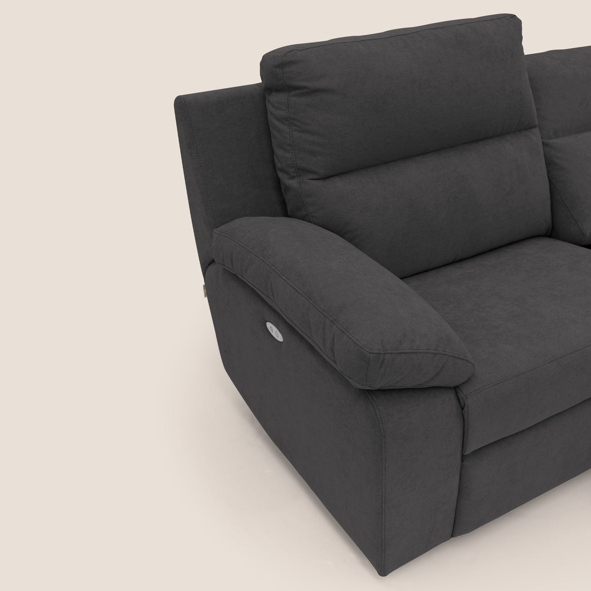 Romeo Divano relax con recliner elettrico in morbido tessuto impermeabile T02 nero - divitt.sbs