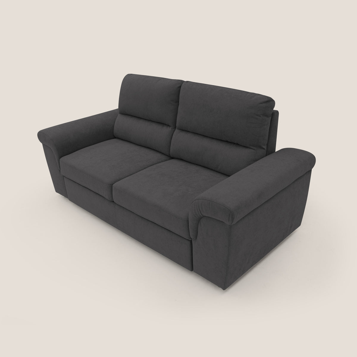 Minerva divano con pouf estraibile poggiapiedi in tessuto morbido impermeabile T02 nero - divitt.sbs