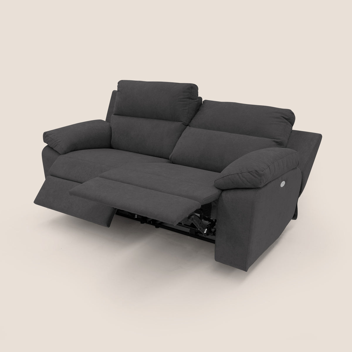 Romeo Divano relax con recliner elettrico in morbido tessuto impermeabile T02 nero - divitt.sbs
