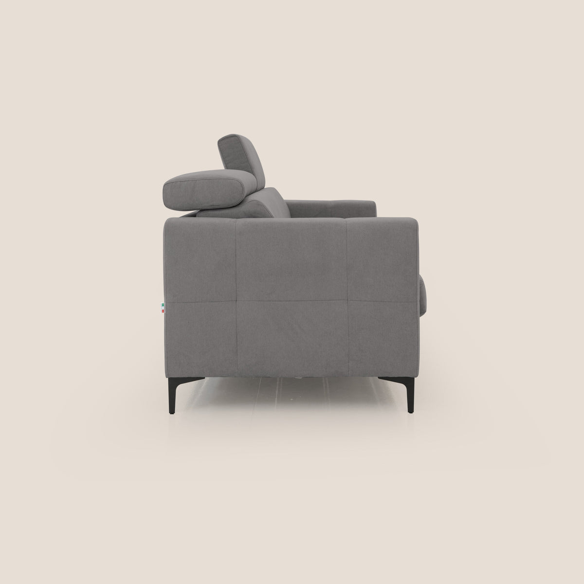 Gardenia divano letto materasso alto 18 cm con poggiatesta reclinabili e rivestimento impermeabile T02 grigio - divitt.sbs
