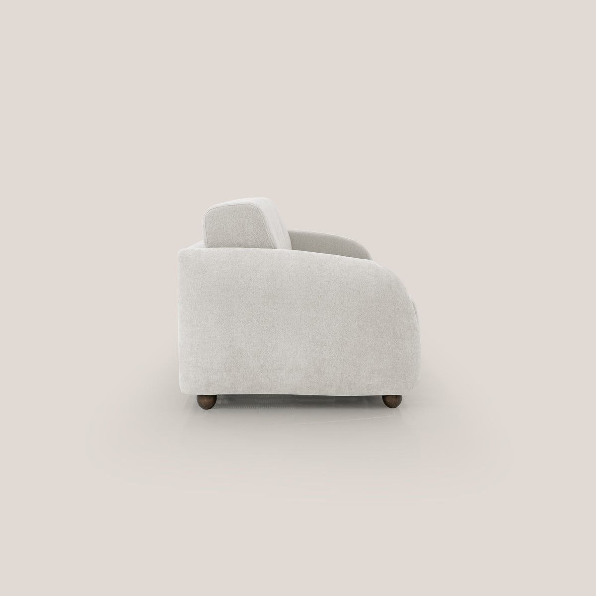 Giglio divano letto scandinavo japandi con materasso H18 cm in tessuto Bouclé impermeabile T07 bianco - divitt.sbs
