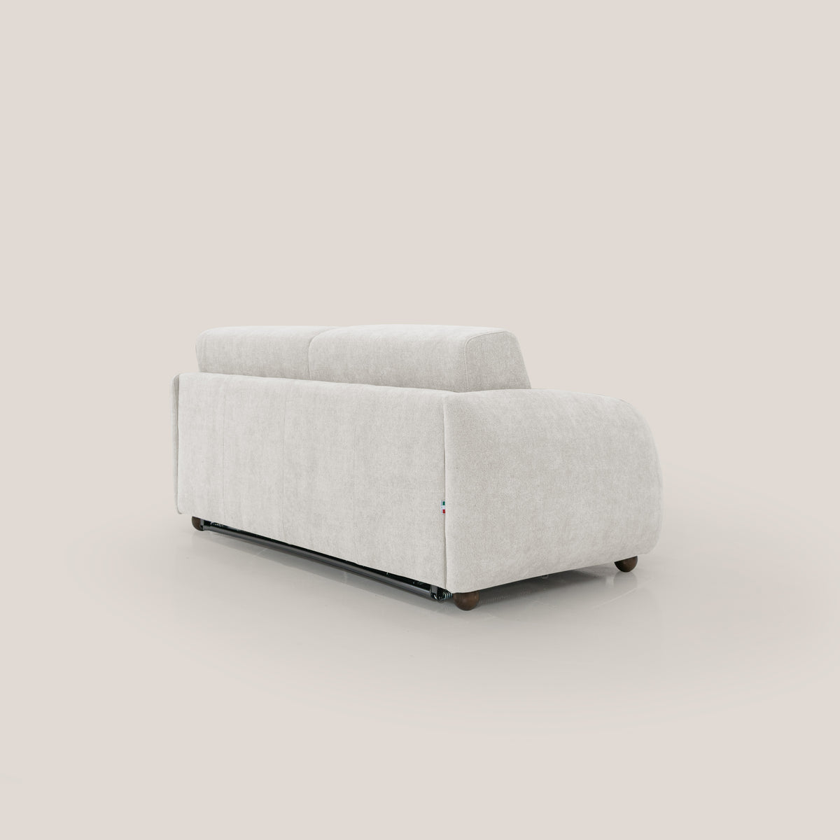 Giglio divano letto scandinavo japandi con materasso H18 cm in tessuto Bouclé impermeabile T07 bianco - divitt.sbs