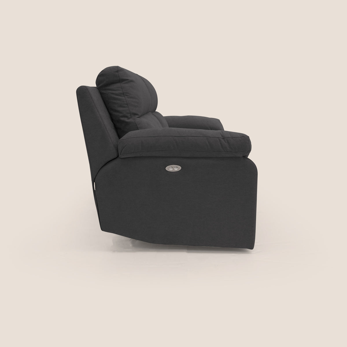 Romeo Divano relax con recliner elettrico in morbido tessuto impermeabile T02 nero - divitt.sbs