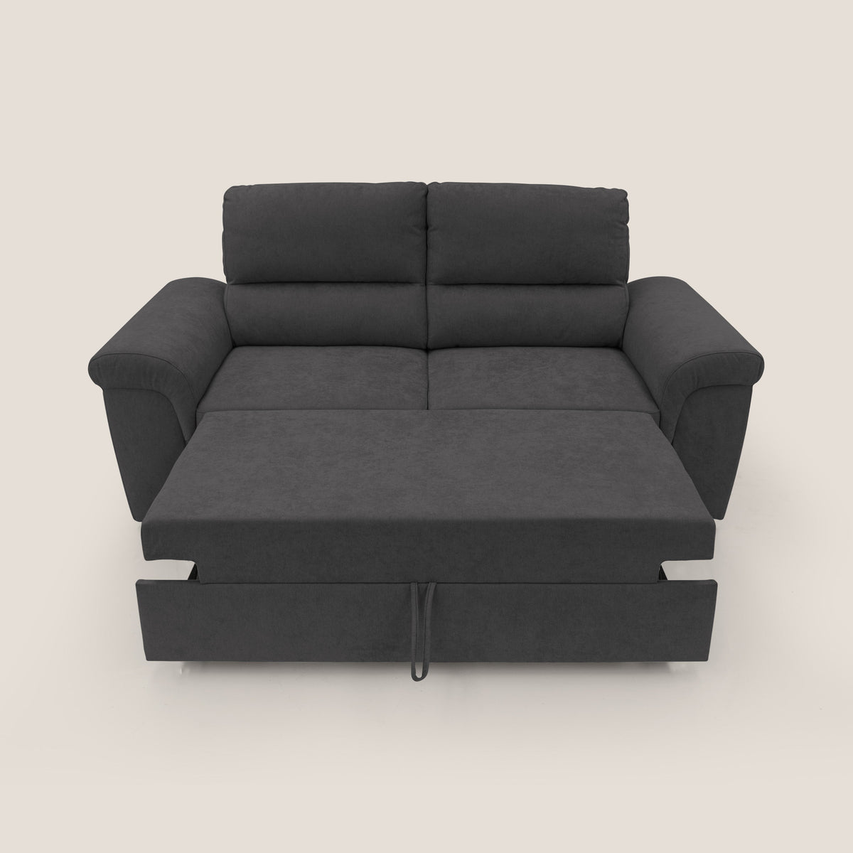 Minerva divano con pouf estraibile poggiapiedi in tessuto morbido impermeabile T02 nero - divitt.sbs