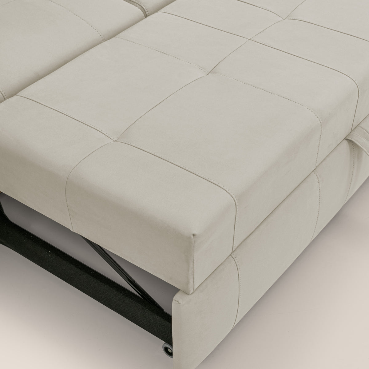 Kronos Divano angolare con poggiapiedi estraibile e pouf contenitore mobile in microfibra impermeabile T11 panna - divitt.sbs