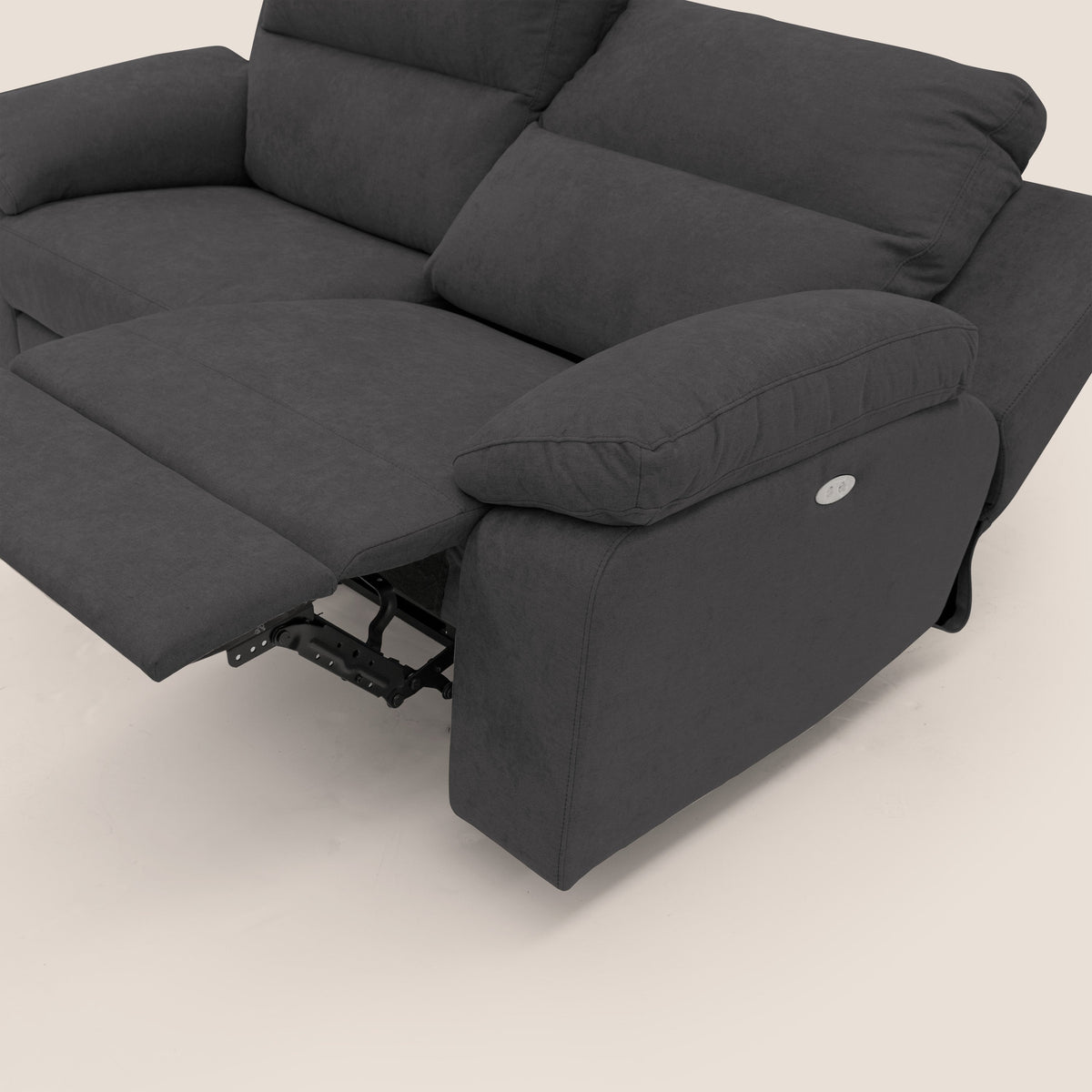 Romeo Divano relax con recliner elettrico in morbido tessuto impermeabile T02 nero - divitt.sbs