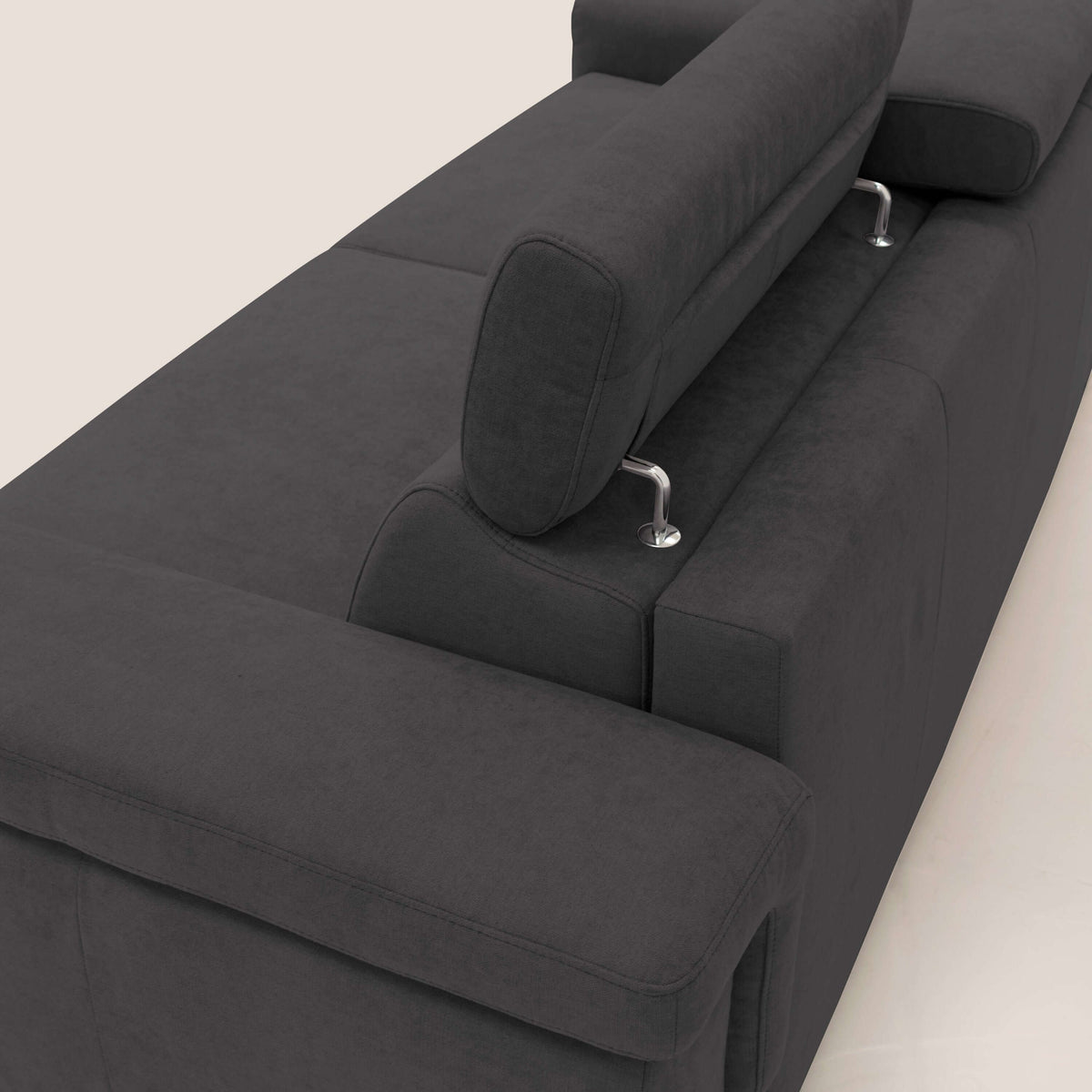 Giunone divano letto con materasso alto 18 cm e poggiatesta reclinabili in tessuto impermeabile T02 nero - divitt.sbs