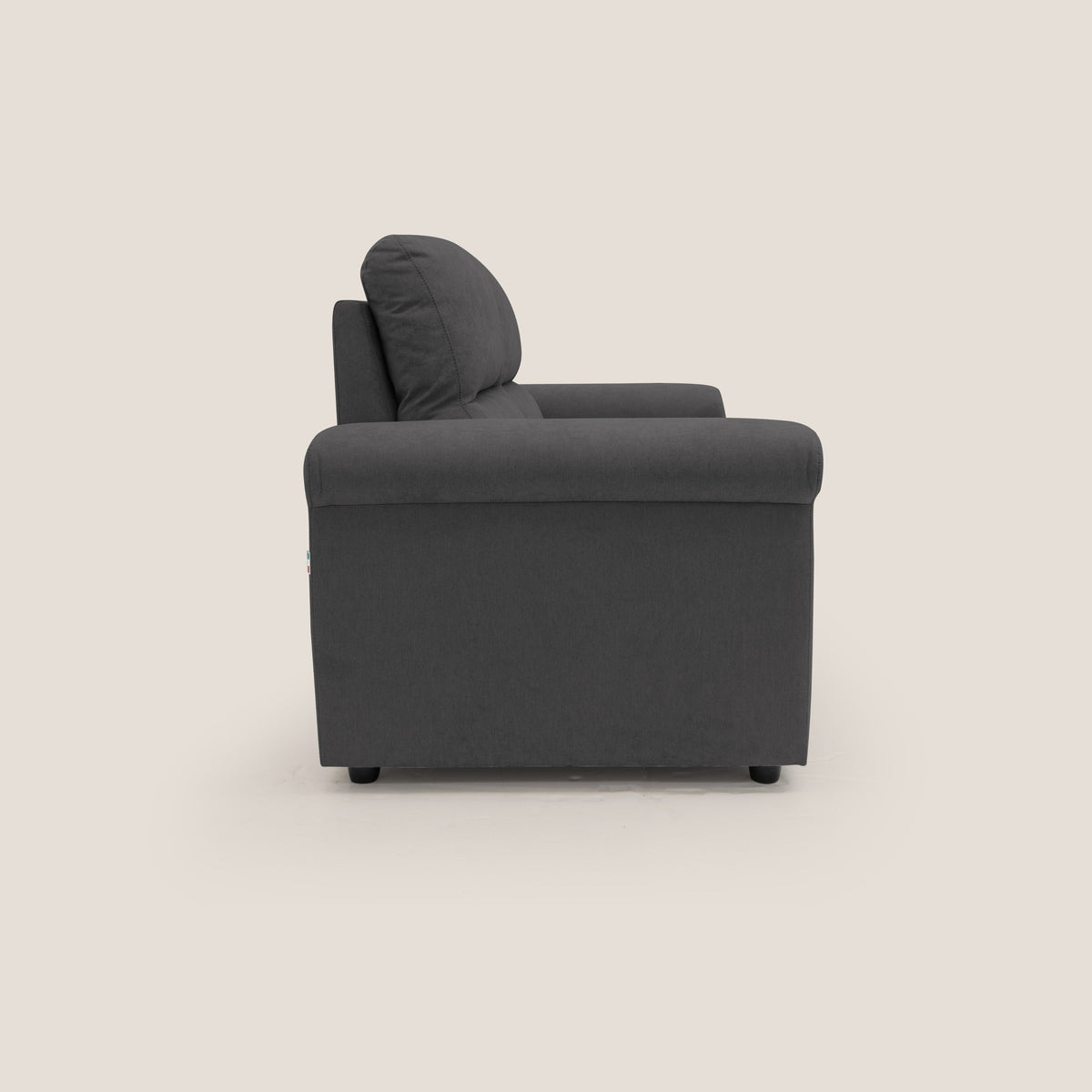 Minerva divano con pouf estraibile poggiapiedi in tessuto morbido impermeabile T02 nero - divitt.sbs