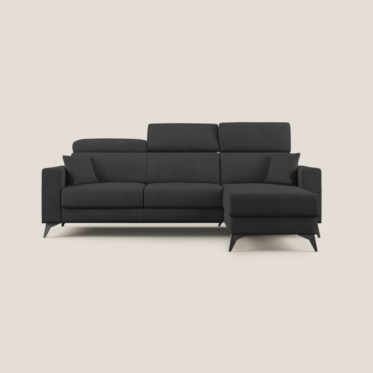 Pegaso divano letto angolare con poggiatesta reclinabili e rivestimento impermeabile T02 nero - divitt.sbs