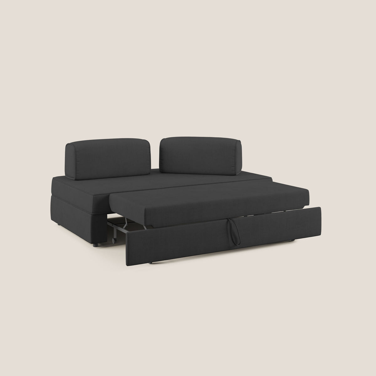 Liberty divano con pouf estraibile e schienali movibili in tessuto morbido impermeabile T02 nero - divitt.sbs