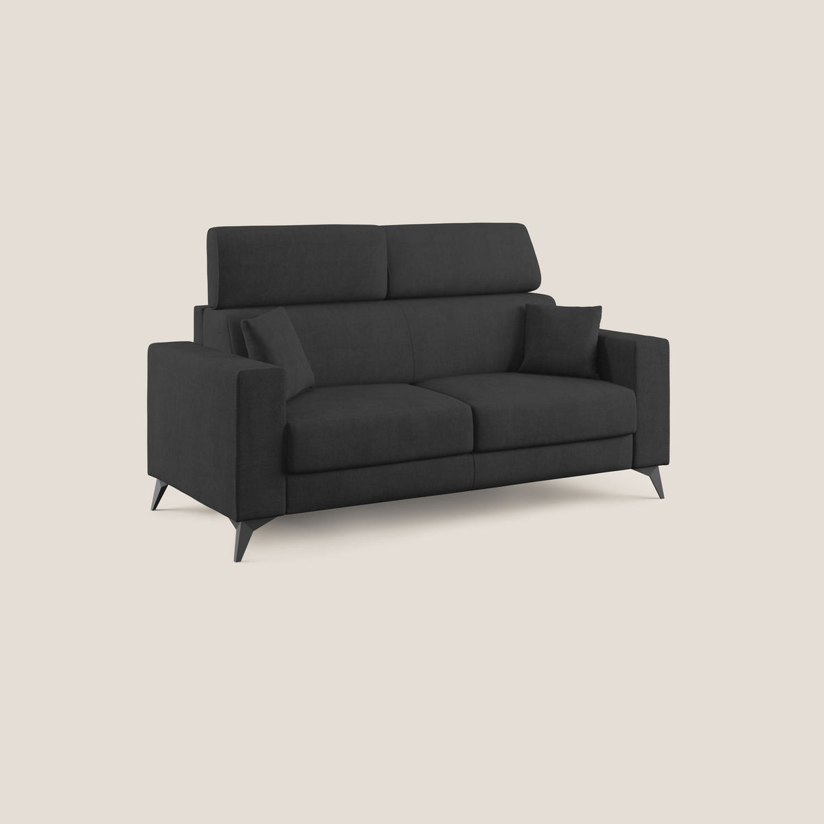 Pegaso divano letto con poggiatesta reclinabili e rivestimento T02 nero - divitt.sbs