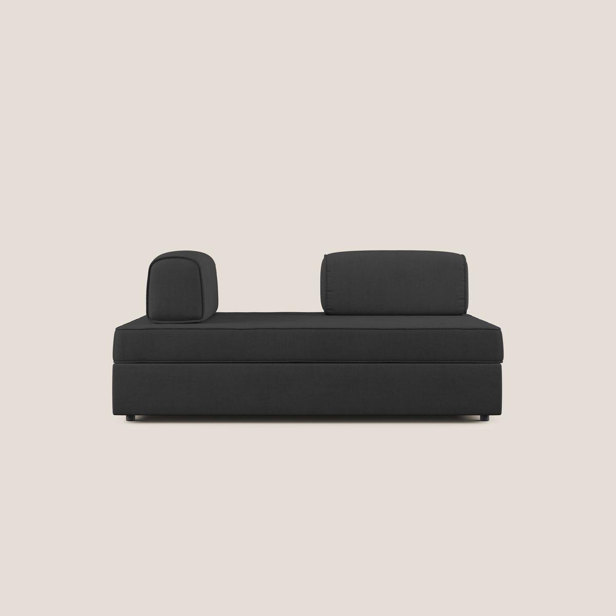 Liberty divano con pouf estraibile e schienali movibili in tessuto morbido impermeabile T02 nero - divitt.sbs