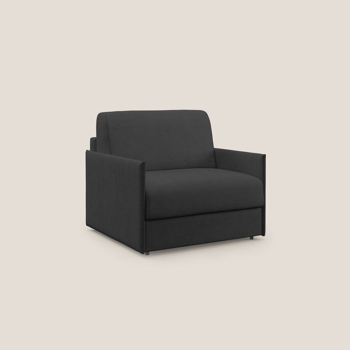 Evans poltrona letto in morbido tessuto impermeabile T02 nero - divitt.sbs