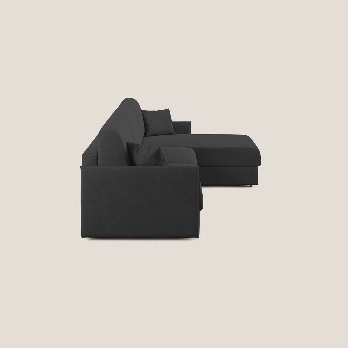 Evans Divano letto angolare con penisola in morbido tessuto impermeabile T02 nero - divitt.sbs