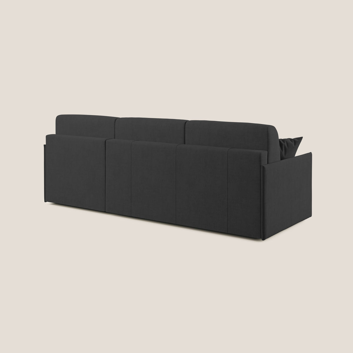 Evans Divano letto angolare con penisola in morbido tessuto impermeabile T02 nero - divitt.sbs