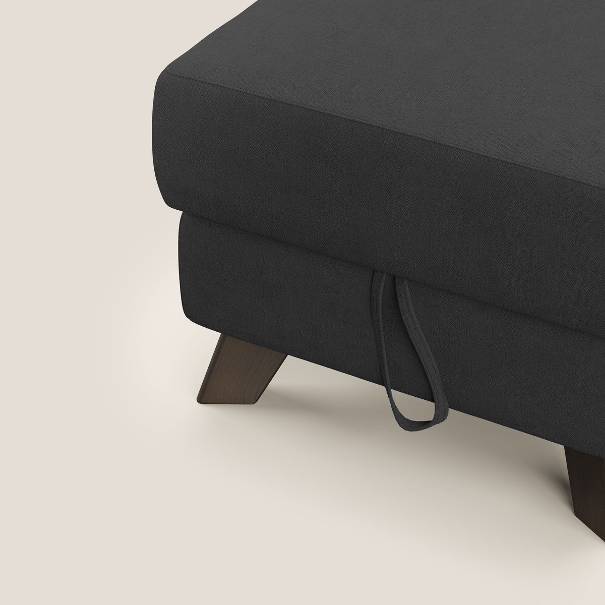 Moon Pouf contenitore e piedini alti in tessuto morbido impermeabile T02 nero - divitt.sbs