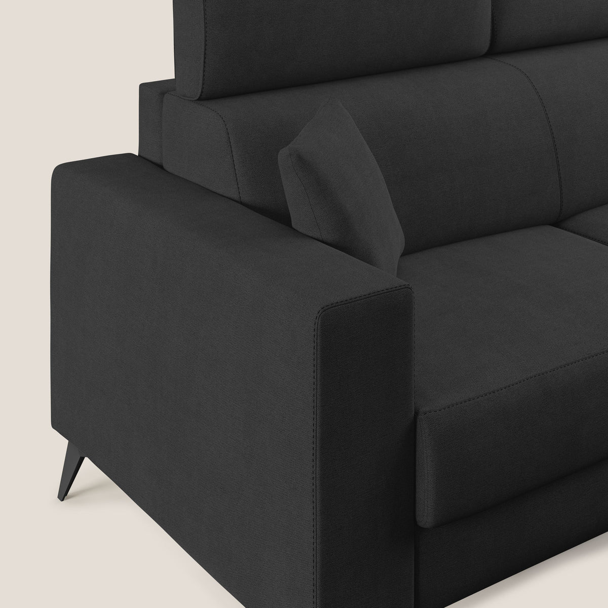 Pegaso divano letto con poggiatesta reclinabili e rivestimento T02 nero - divitt.sbs