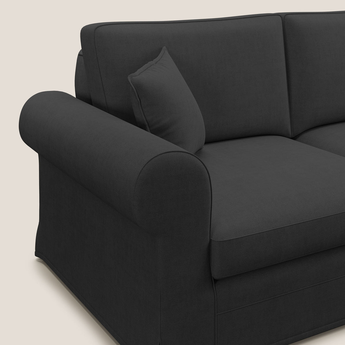 Lady divano classico in piuma d'oca realizzato con tessuto impermeabile T02 nero - divitt.sbs