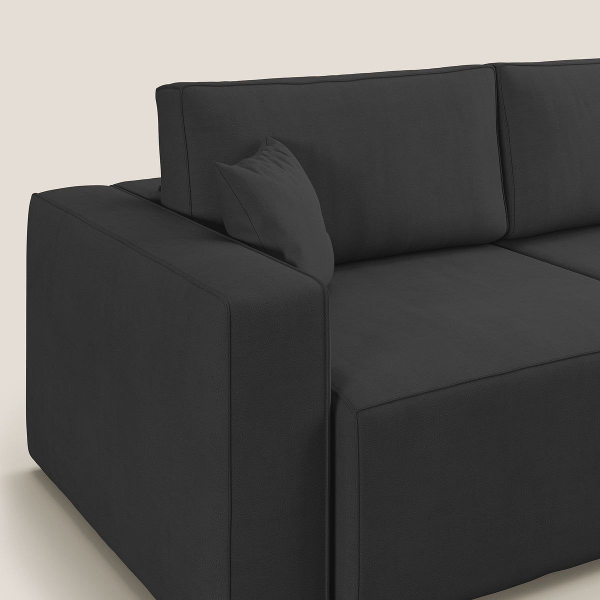 Morfeo divano con sedute estraibili in morbido tessuto impermeabile T02 nero - divitt.sbs