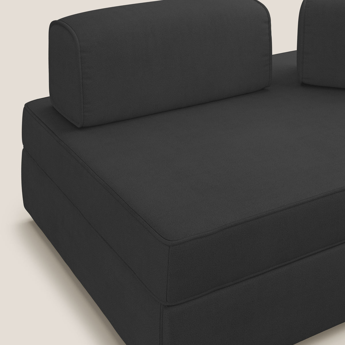 Liberty divano con pouf estraibile e schienali movibili in tessuto morbido impermeabile T02 nero - divitt.sbs