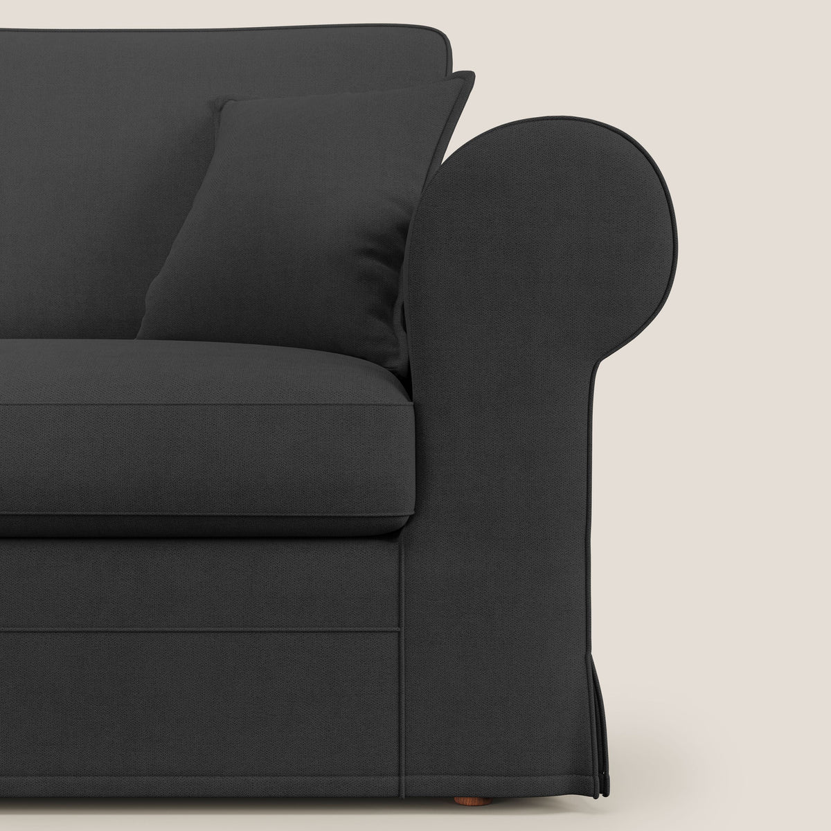 Lady divano classico in piuma d'oca realizzato con tessuto impermeabile T02 nero - divitt.sbs