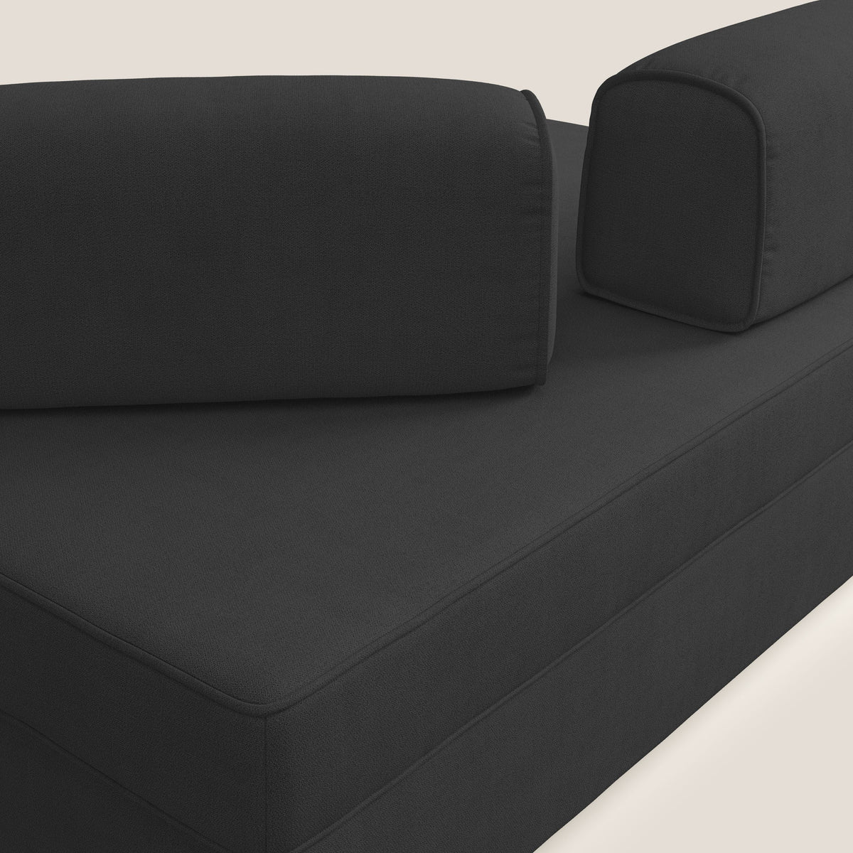 Liberty divano con pouf estraibile e schienali movibili in tessuto morbido impermeabile T02 nero - divitt.sbs