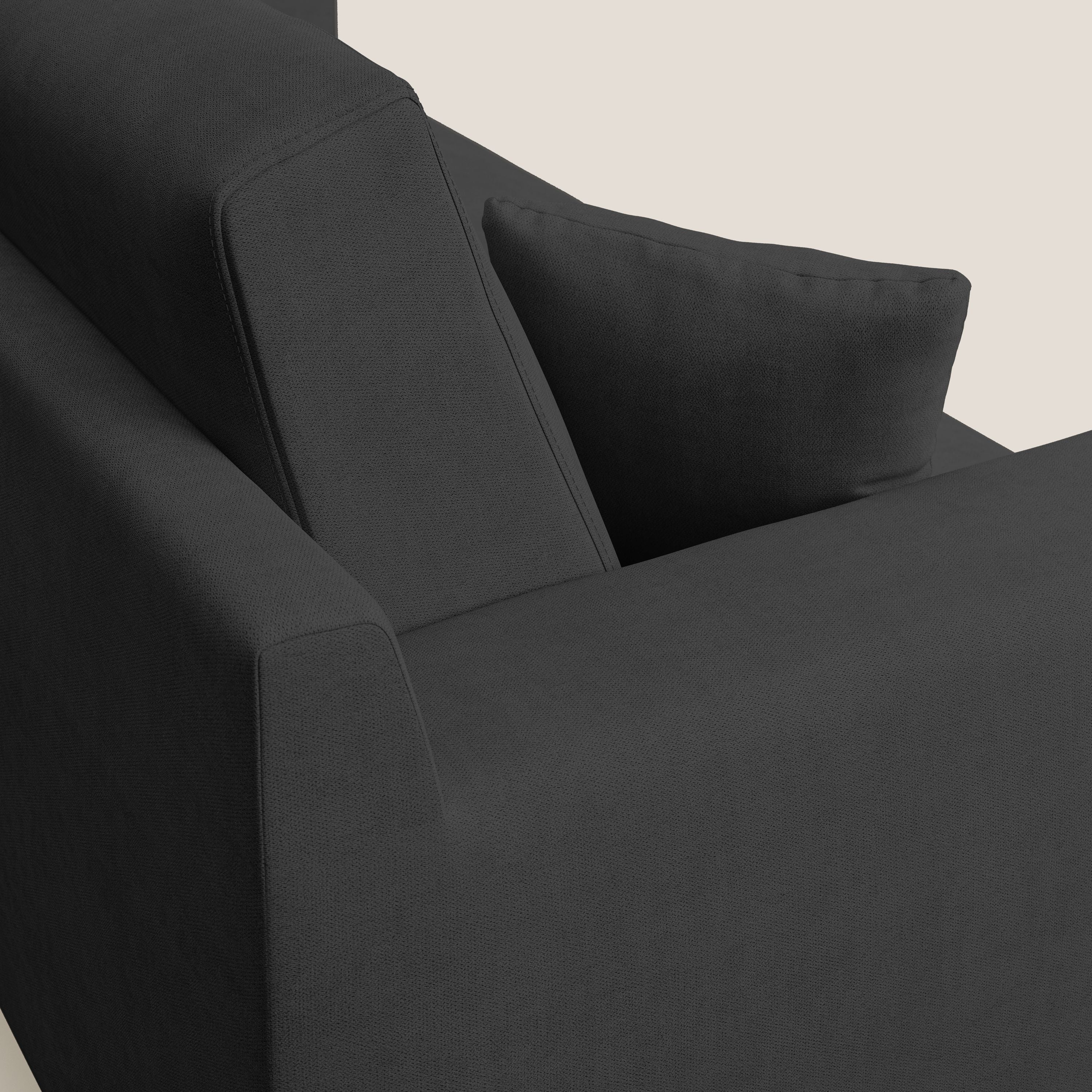 Danish divano moderno in tessuto morbido impermeabile T02 nero - divitt.sbs