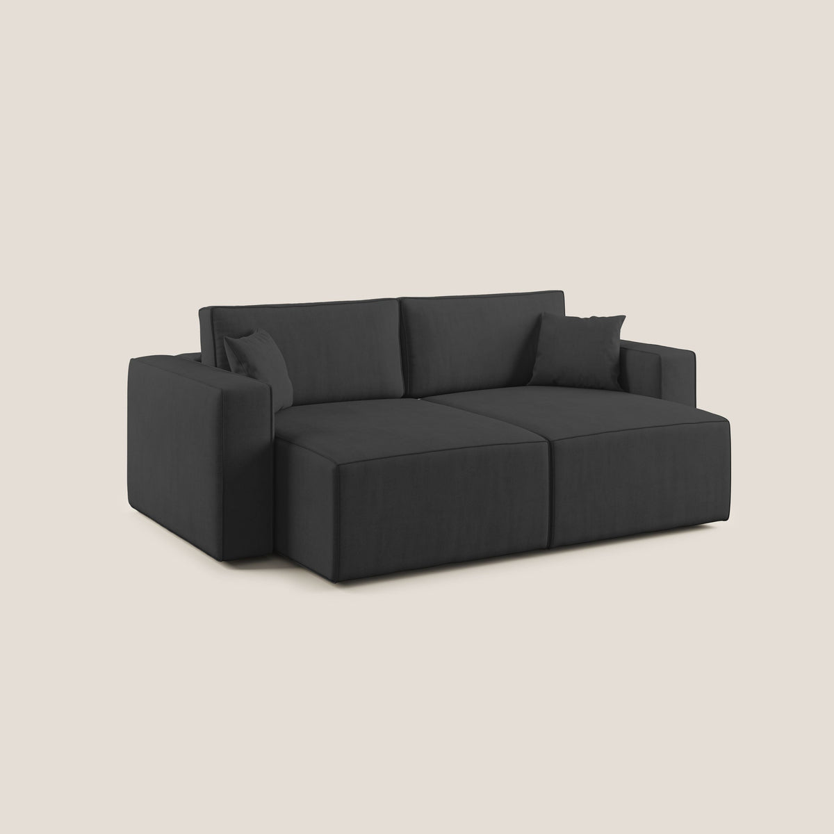 Morfeo divano con sedute estraibili in morbido tessuto impermeabile T02 nero - divitt.sbs