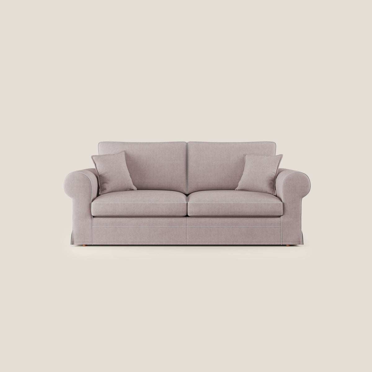 Lady divano classico bicolore in piuma d'oca realizzato con tessuto impermeabile T02 rosa - bianco - divitt.sbs