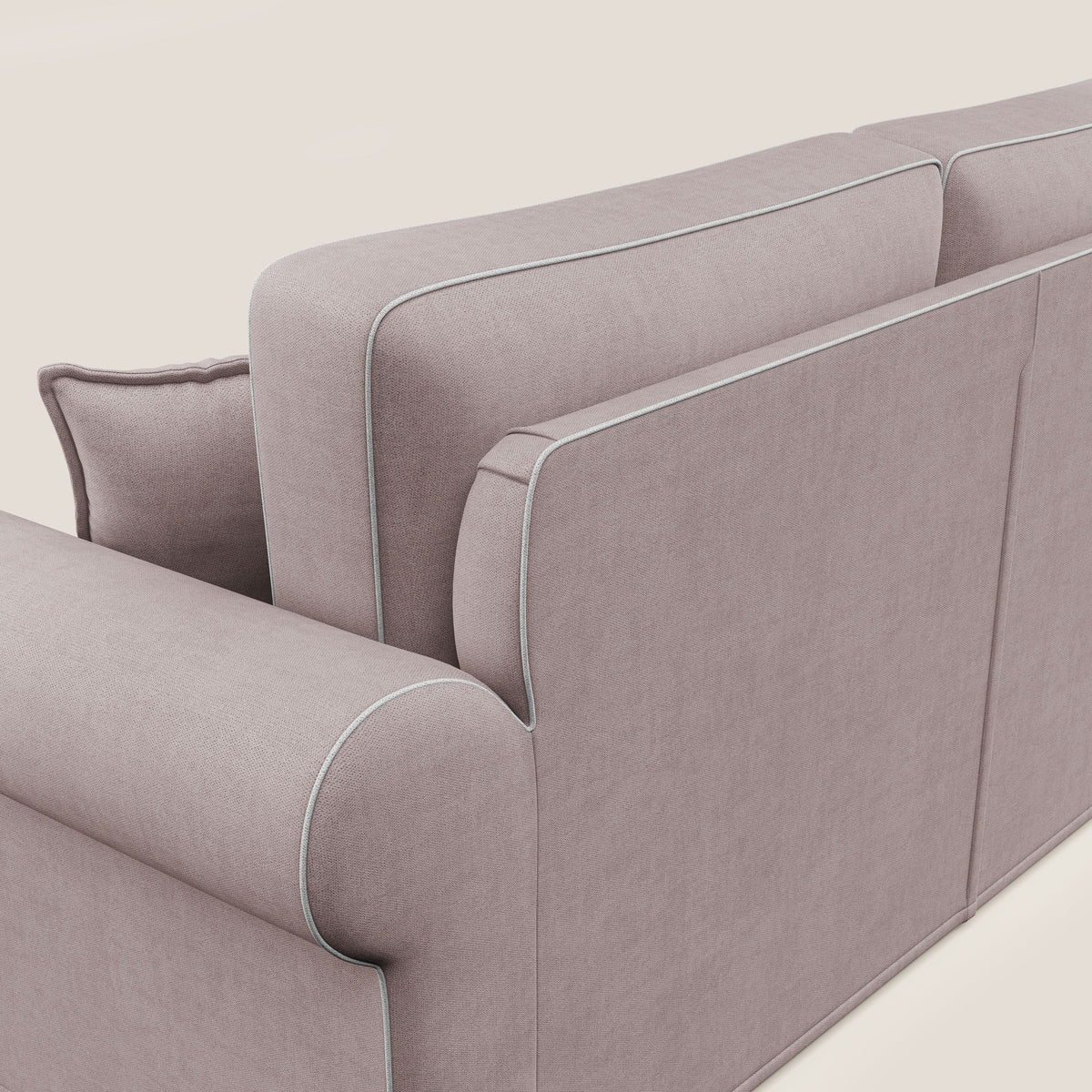 Lady divano classico bicolore in piuma d'oca realizzato con tessuto impermeabile T02 rosa - bianco - divitt.sbs