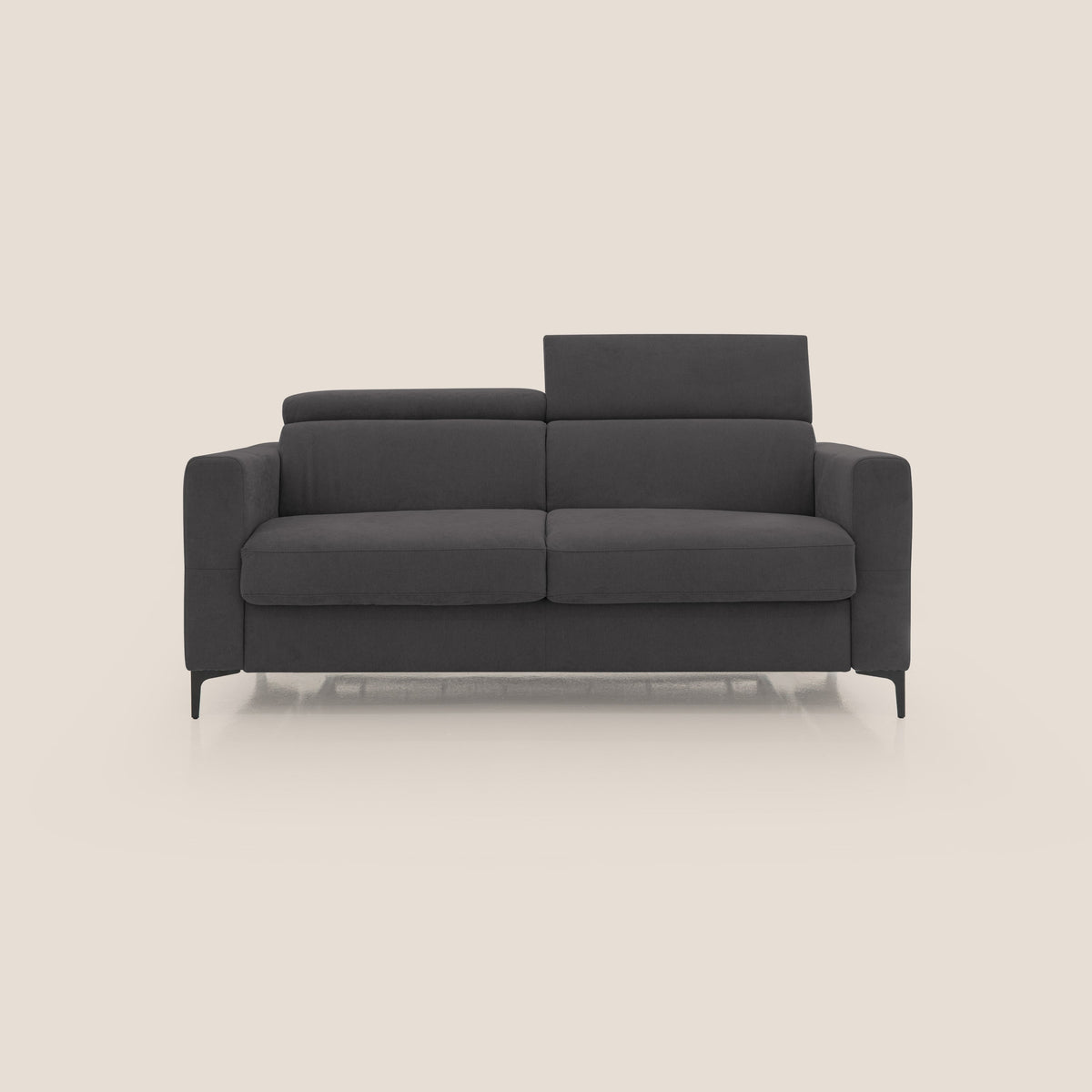Gardenia divano letto materasso alto 18 cm con poggiatesta reclinabili e rivestimento impermeabile T02 nero - divitt.sbs