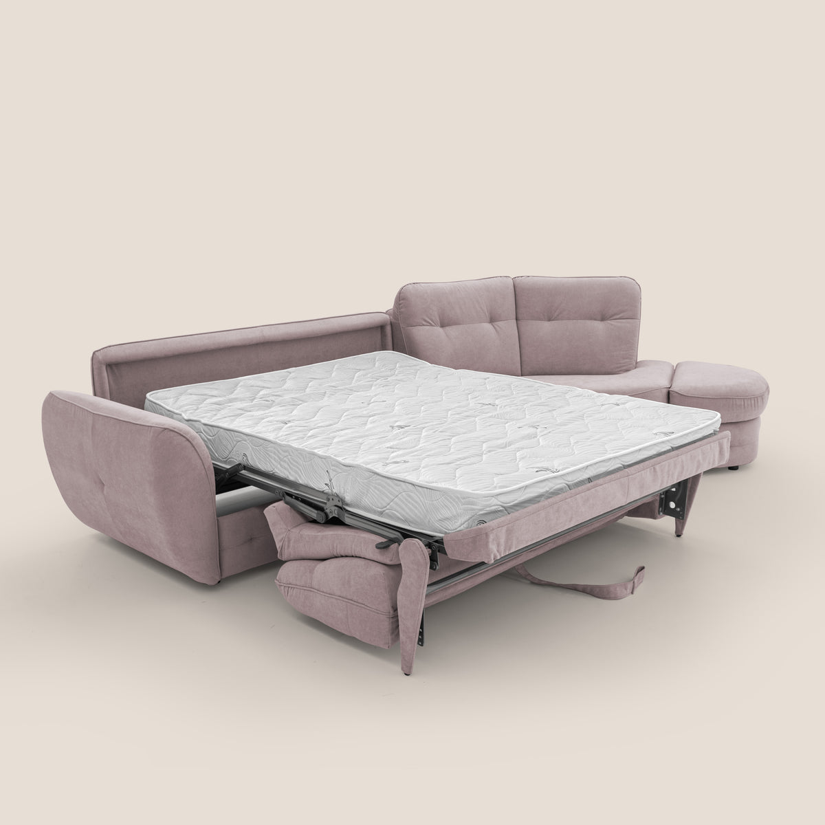 Zeus divano letto angolare con materasso H18 cm pouf mobile in tessuto impermeabile T02 - divitt.sbs