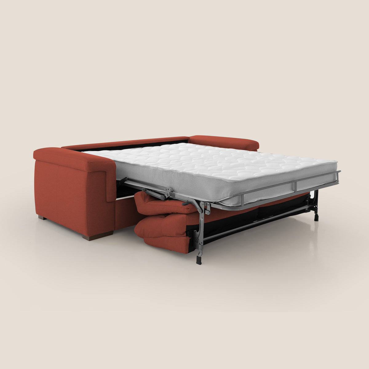 Magnolia divano letto con materasso alto 18 cm morbido schienale alto in tessuto smacchiabile T05 rosso - divitt.sbs