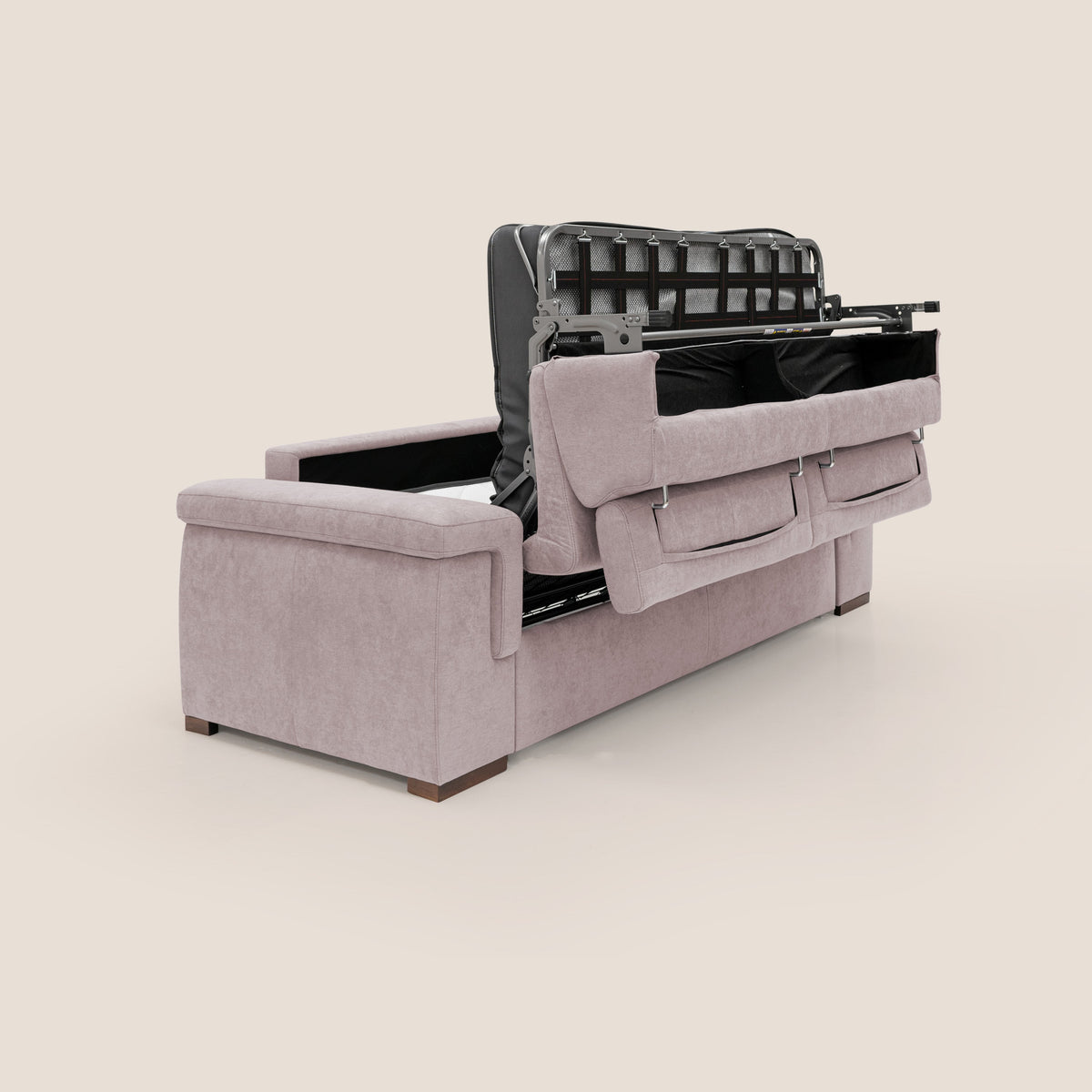 Giunone divano letto con materasso alto 18 cm e poggiatesta reclinabili in tessuto impermeabile T02 rosa - divitt.sbs