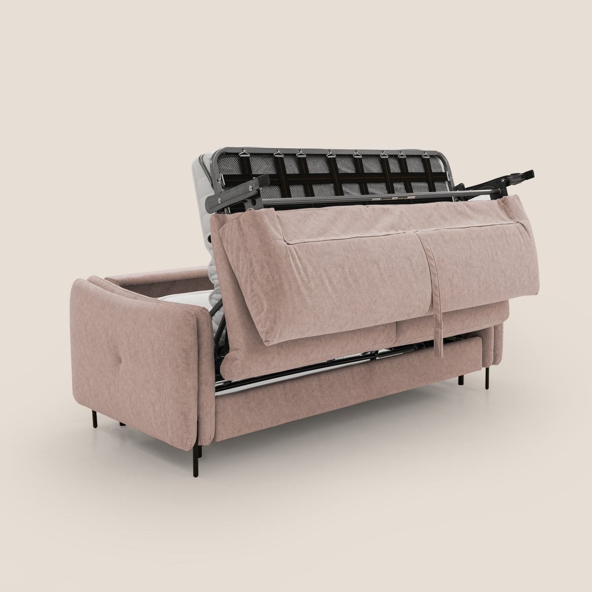 Gregory Divano letto con materasso h18 cm in microfibra effetto velluto impermeabile T09 rosa - divitt.sbs