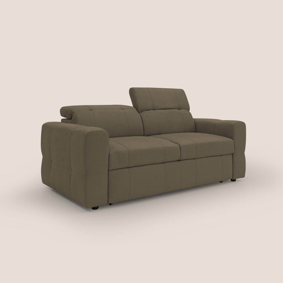 Kronos Divano con pouf estraibile poggiapiedi e poggiatesta reclinabili in morbida microfibra impermeabile T11 marrone - divitt.sbs