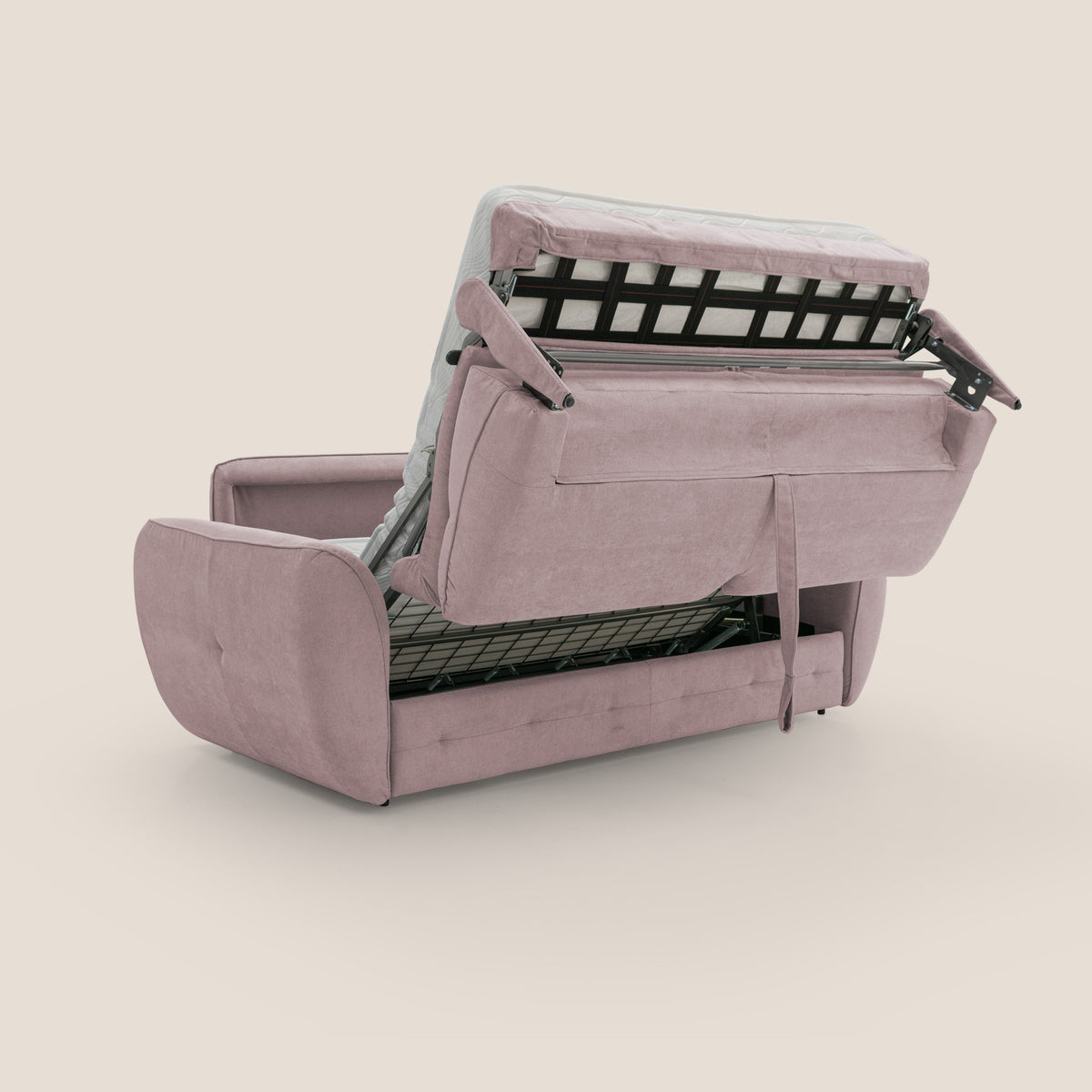 Zeus Divano letto scandinavo con schienale alto in tessuto impermeabile T02 rosa - divitt.sbs