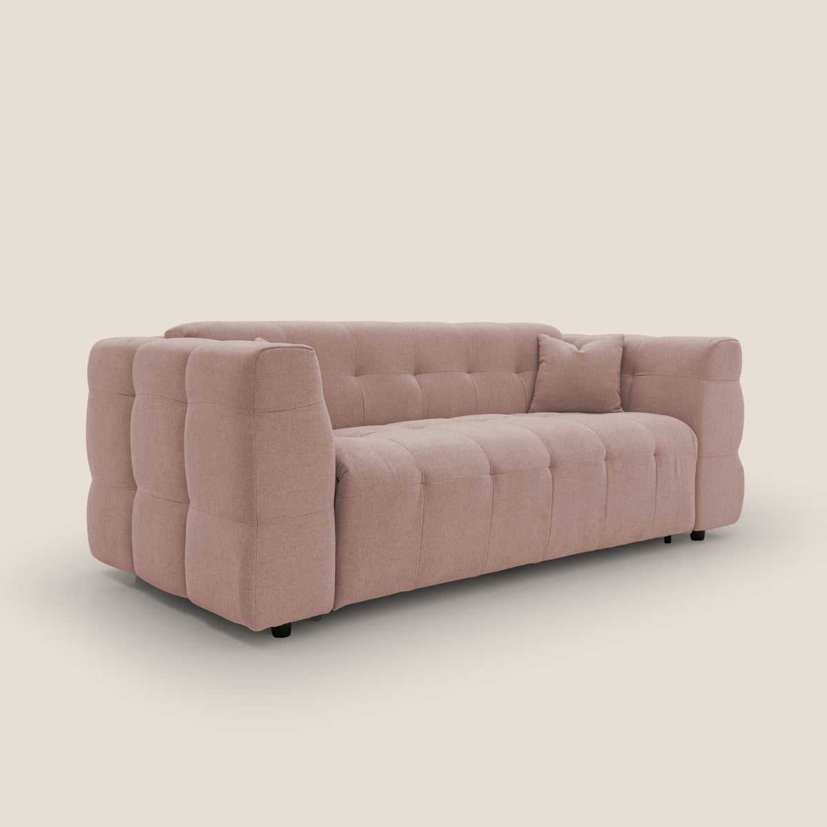 Tender Divano letto matrimoniale dal design innovativo in tessuto bouclet impermeabile T07 rosa - divitt.sbs