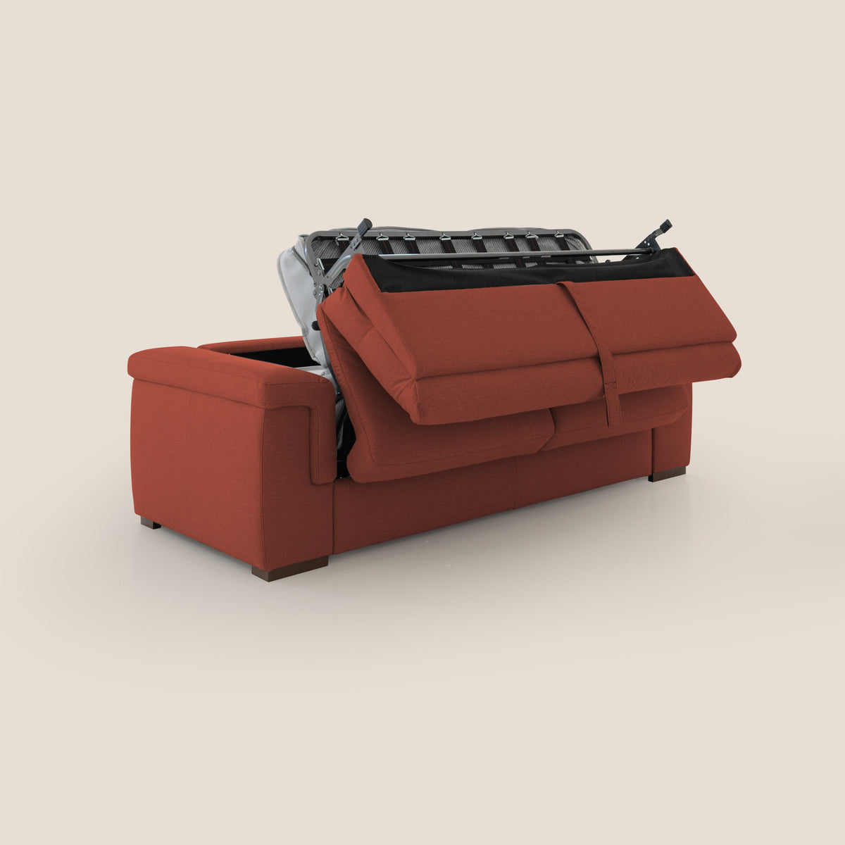 Magnolia divano letto con materasso alto 18 cm morbido schienale alto in tessuto smacchiabile T05 rosso - divitt.sbs