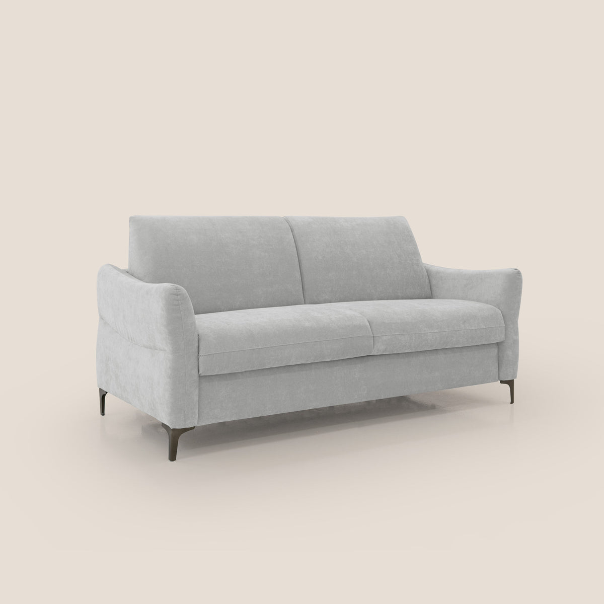 Dalia divano letto con materasso H18 cm e piedi alti in raffinato tessuto smacchiabile T17 grigio - divitt.sbs