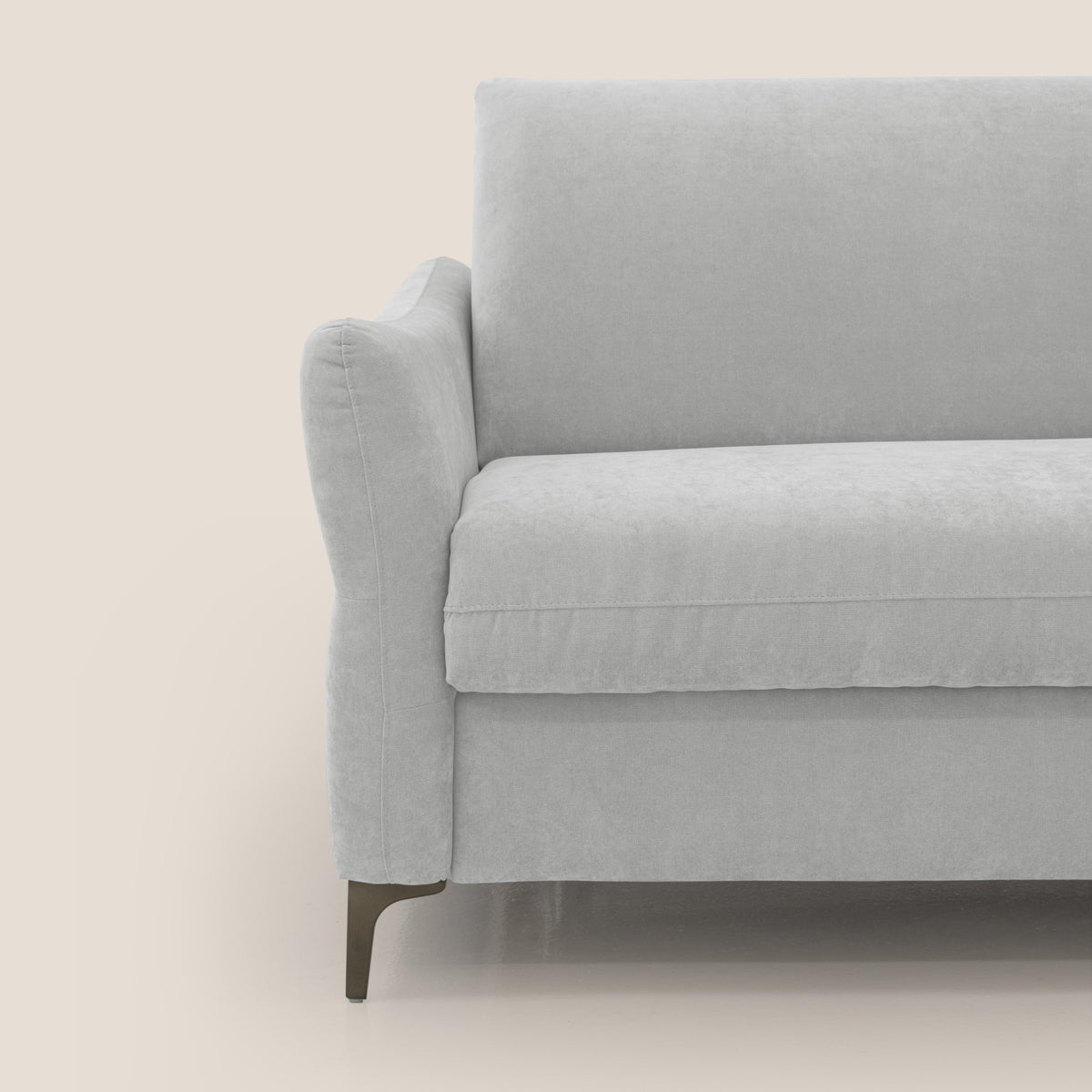 Dalia divano letto con materasso H18 cm e piedi alti in raffinato tessuto smacchiabile T17 grigio - divitt.sbs