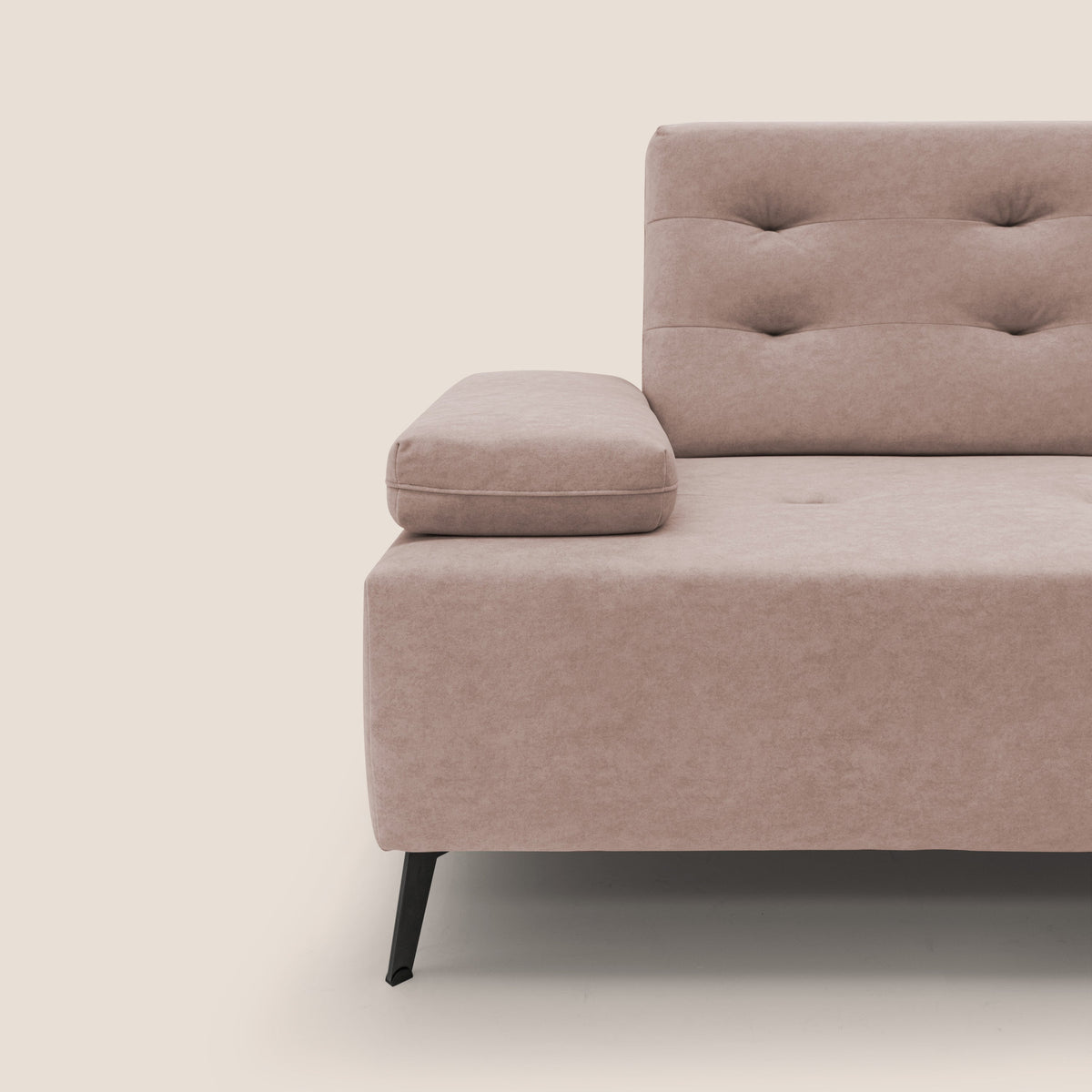 Lugano Divano angolare con schienali traslanti in microfibra effetto velluto T09 rosa - divitt.sbs